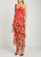 Etro Floral Print Ruffled Silk Maxi Dress Multicoloured