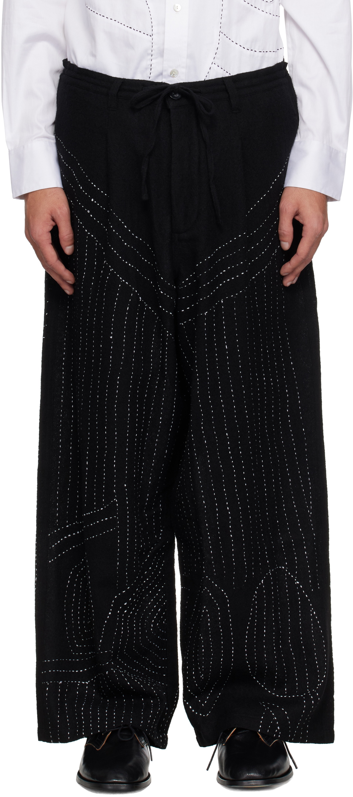 Glass Cypress Black Anatomical BORO Multipleat Trousers