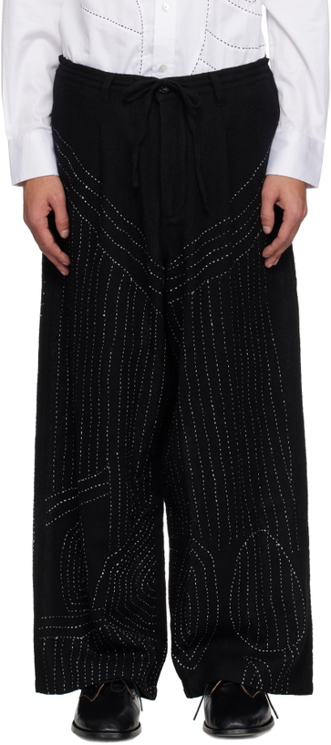 Photo: Glass Cypress Black Anatomical BORO Multipleat Trousers