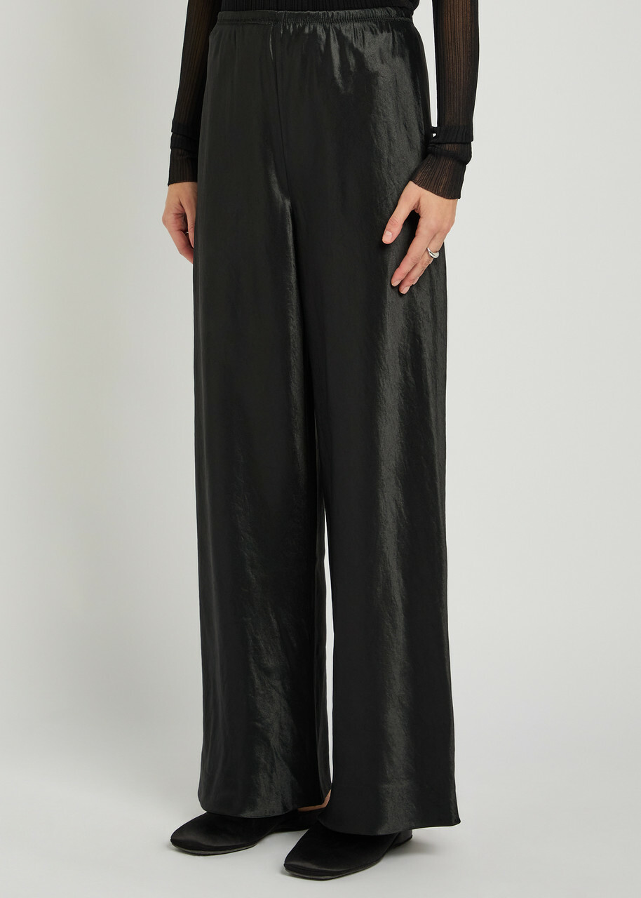 Maria Mcmanus Straight-leg Satin Trousers Black