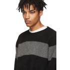 The Elder Statesman SSENSE Exclusive Black and Grey Cashmere Striped Racing Sweater