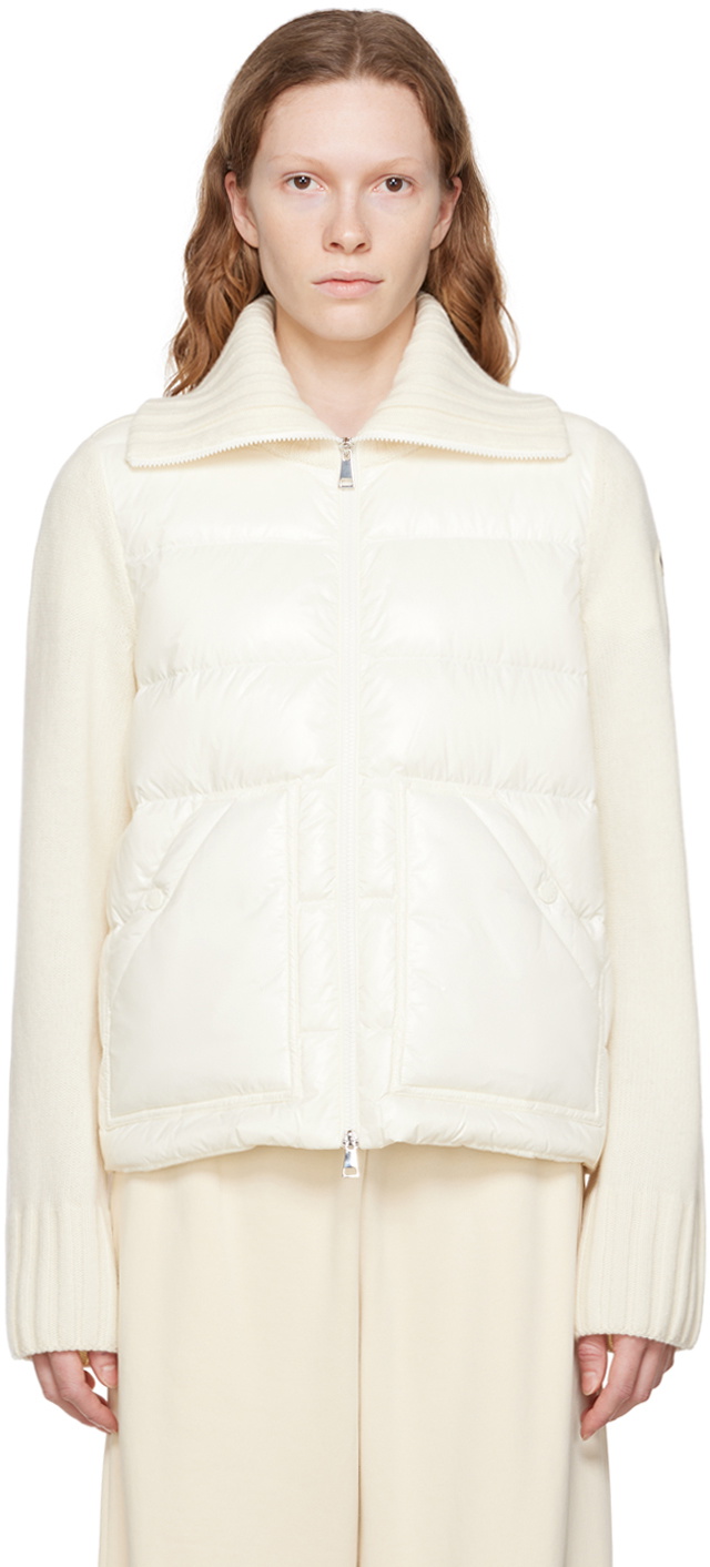 ダウンジャケット・コート Moncler White Quilted Jacket In Nylon Moncler White Quilted Down Jacket Moncler