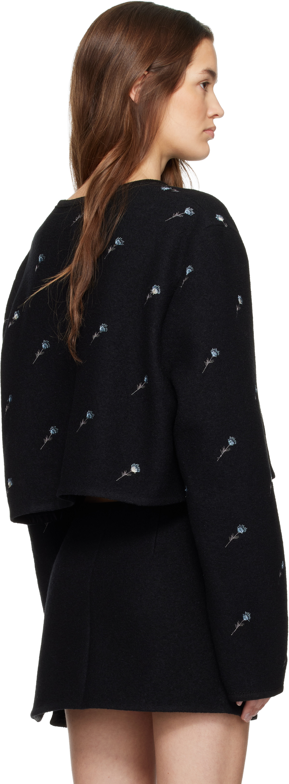 Rier Black City Crop Flowers Walker Jacket