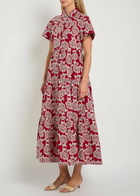 Erdem Floral-embroidered Cotton-blend Midi Shirt Dress Red