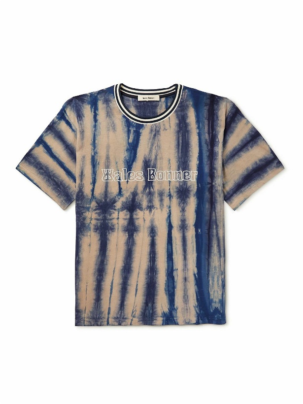 Photo: Wales Bonner - Logo-Embroidered Tie-Dyed Cotton-Jersey T-Shirt - Blue