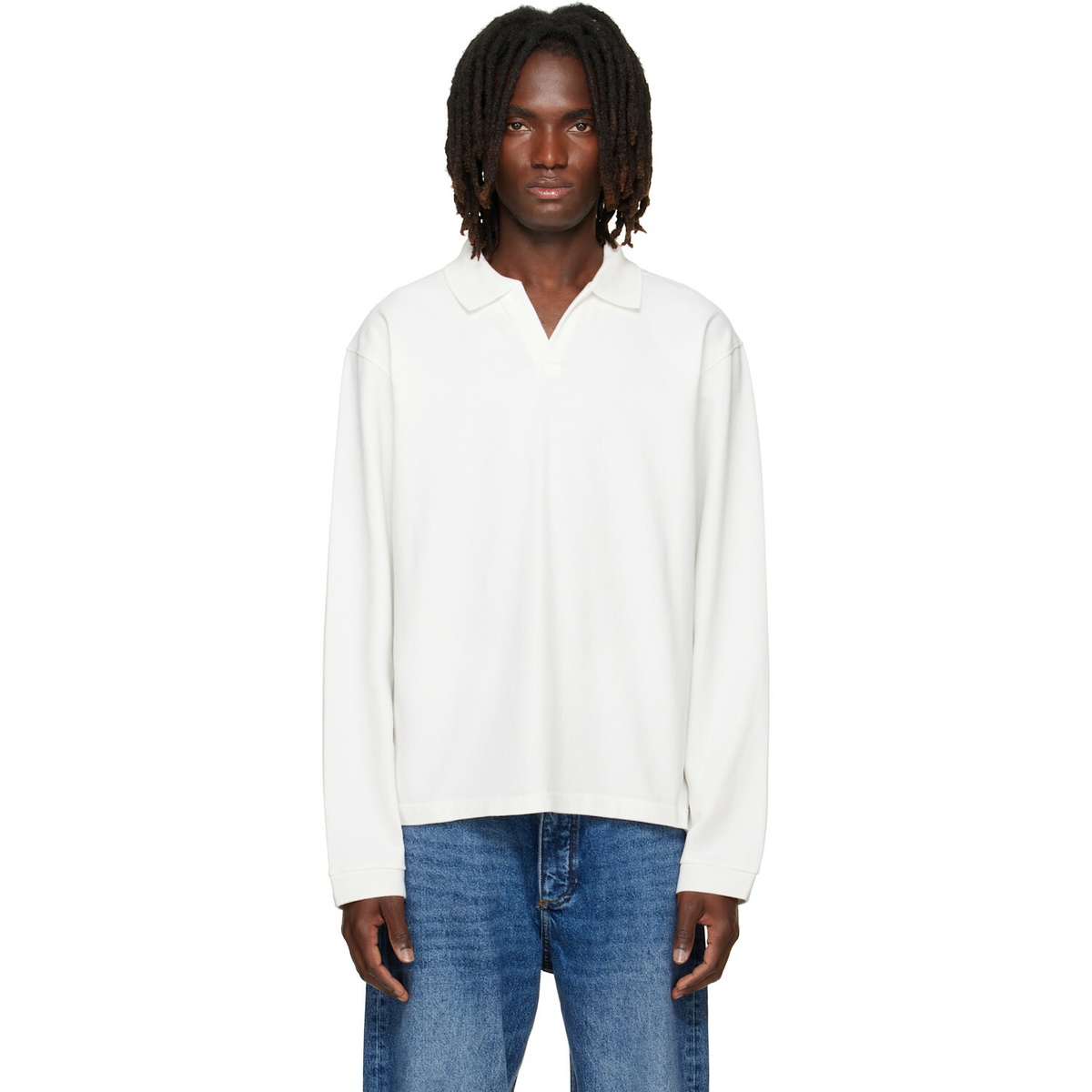 Studio Nicholson Off-White Sudds Long Sleeve Jersey Polo