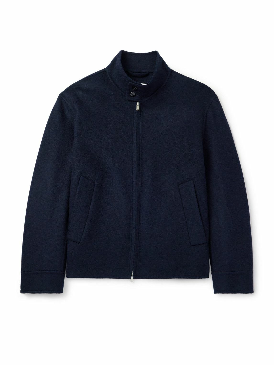 Lardini - Brushed Wool and Cashmere-Blend Bomber Jacket - Blue