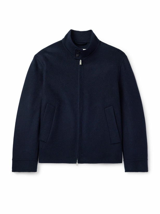Photo: Lardini - Brushed Wool and Cashmere-Blend Bomber Jacket - Blue