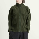 Homme Plissé Issey Miyake Men's Pleat Zip Up Cardigan in Duomo Door Green