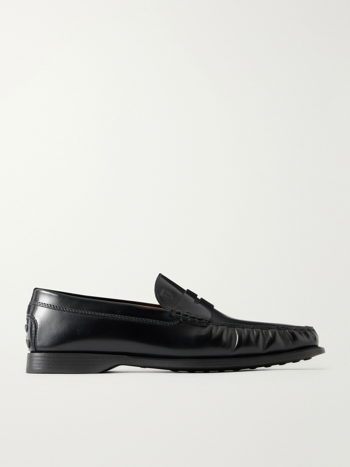 Tod's - Logo-Debossed Gathered Leather Loafers - Black