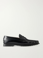 Tod's - Logo-Debossed Gathered Leather Loafers - Black