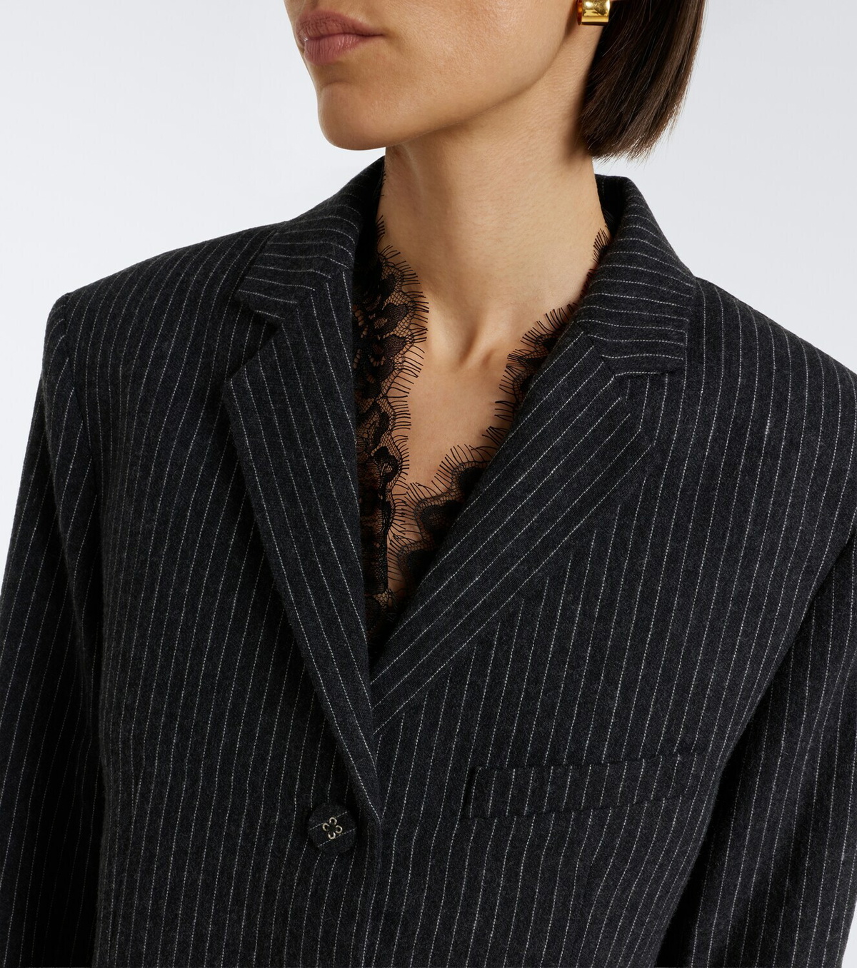 Ganni Pinstripe flannel blazer