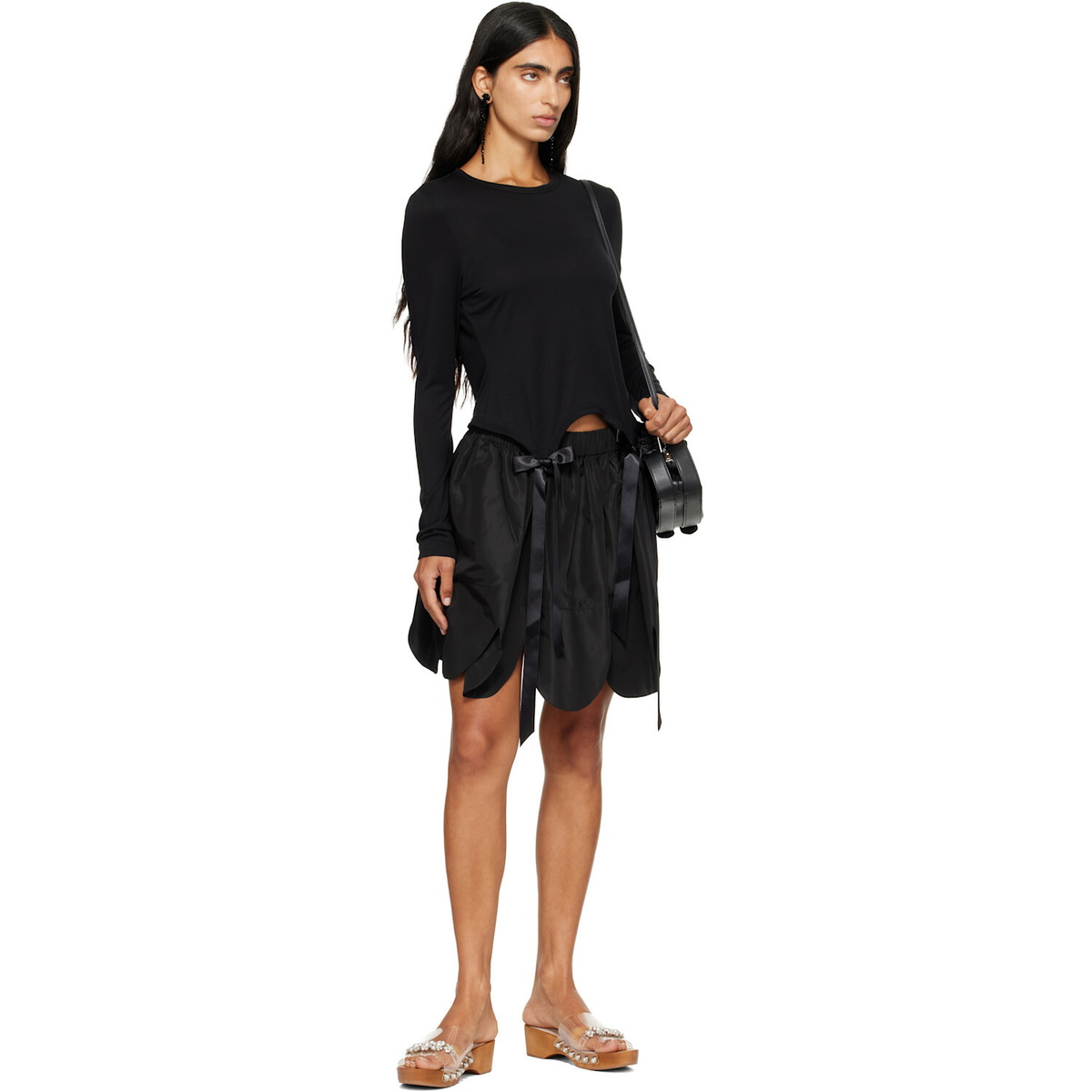Simone Rocha Black Bow Tail Easy Long Sleeve T-shirt