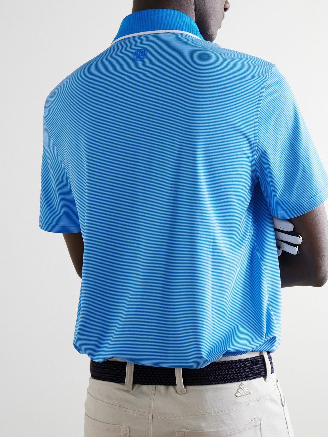 G/FORE - Feeder Striped Tech-Piqué Golf Polo Shirt - Blue