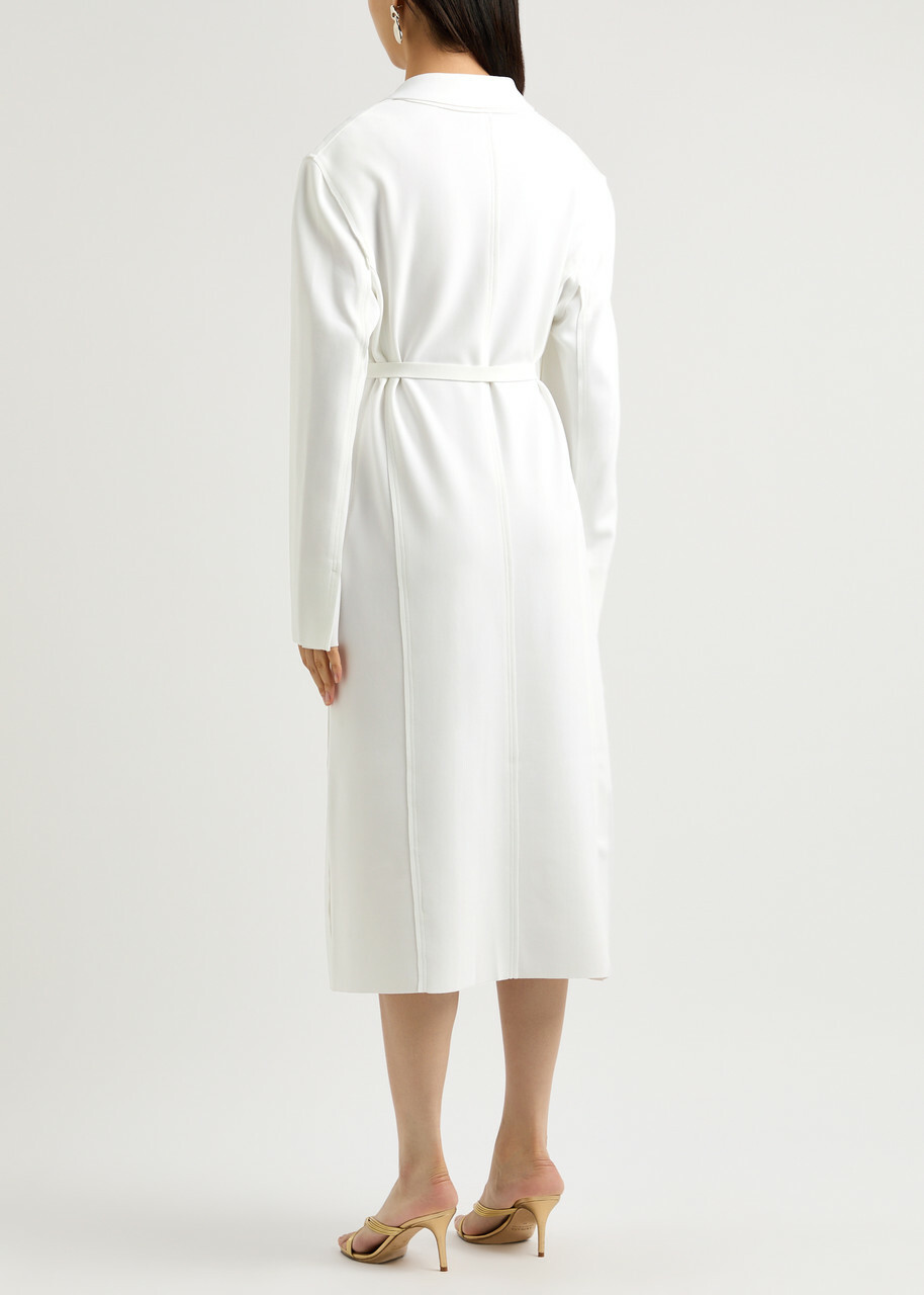 Norma Kamali Sack Belted Stretch-jersey Midi Dress White