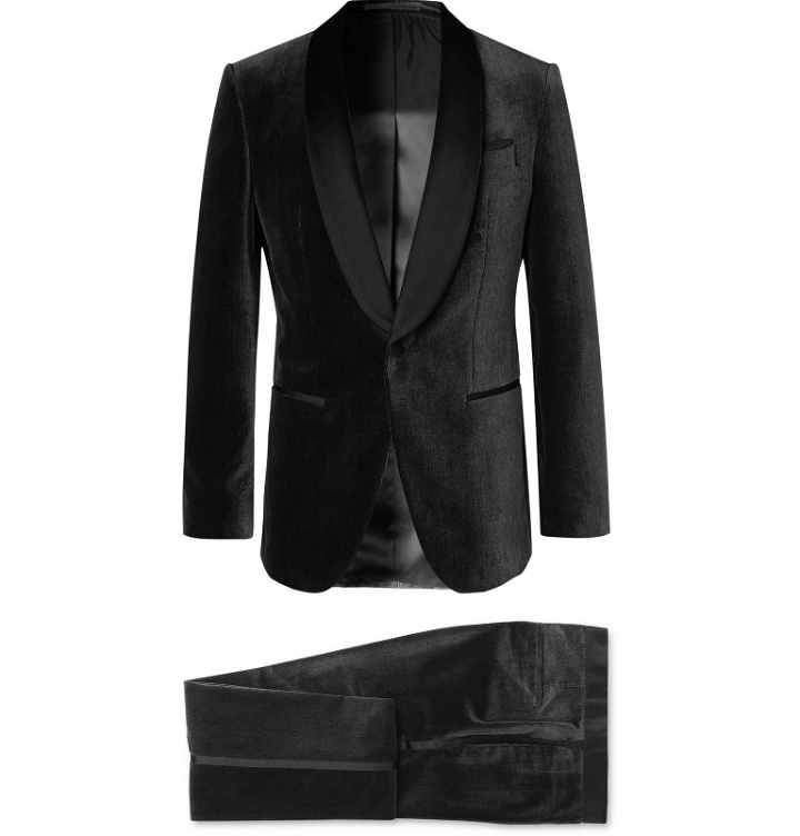 Photo: Hugo Boss - Black Henry Glow Slim-Fit Satin-Trimmed Cotton-Corduroy Tuxedo - Black