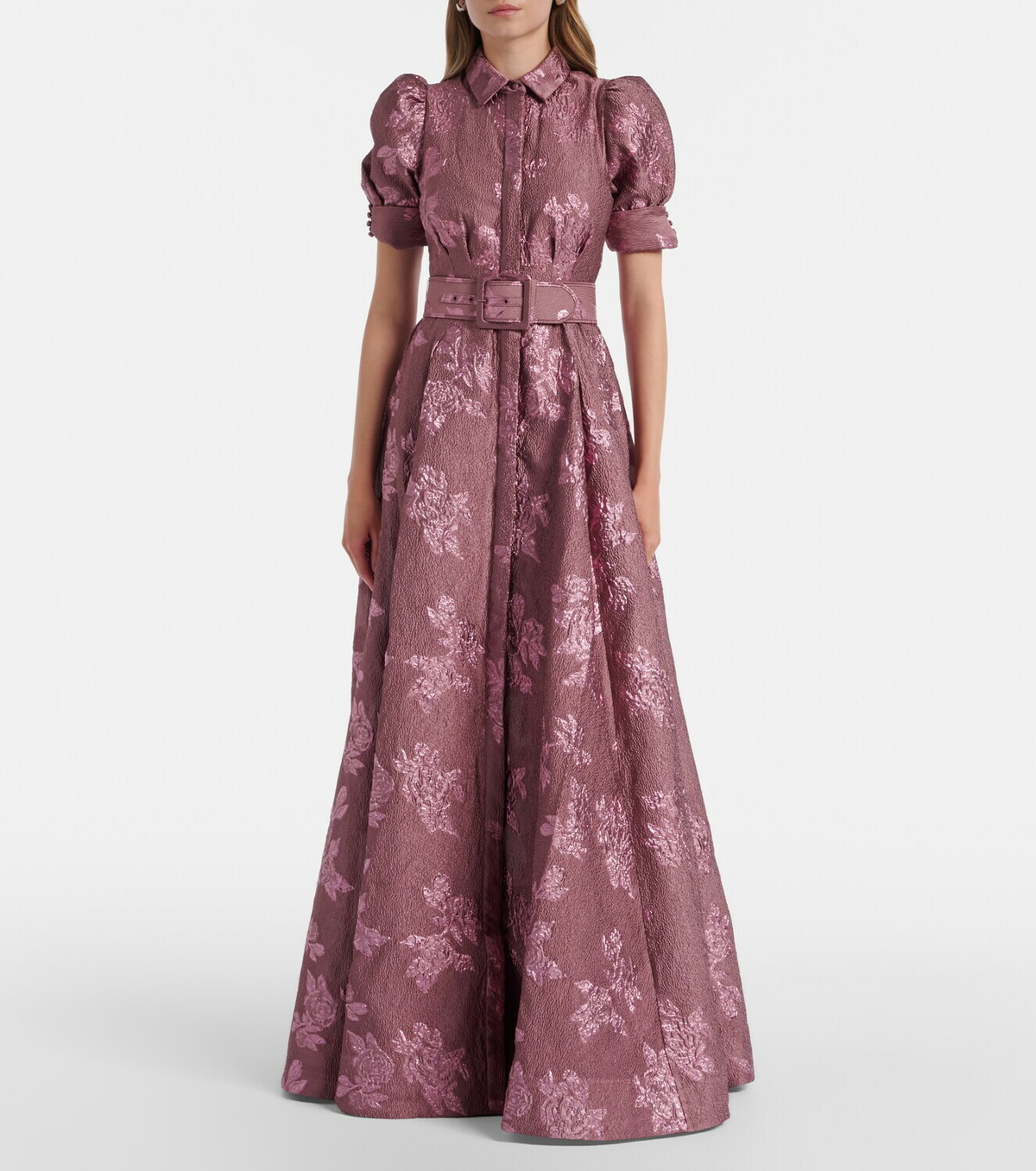 Rebecca Vallance Annette Button belted brocade gown