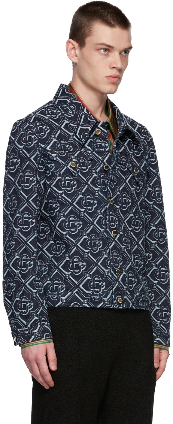 Casablanca Classic Denim Jacket Jacquard Denim Bleached Classic Monogram -  Bleached Classic Monogram In Blue