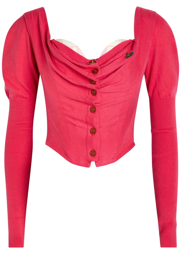 Photo: Vivienne Westwood Bea Draped Wool-blend Corset Cardigan Red
