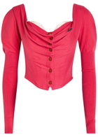 Vivienne Westwood Bea Draped Wool-blend Corset Cardigan Red
