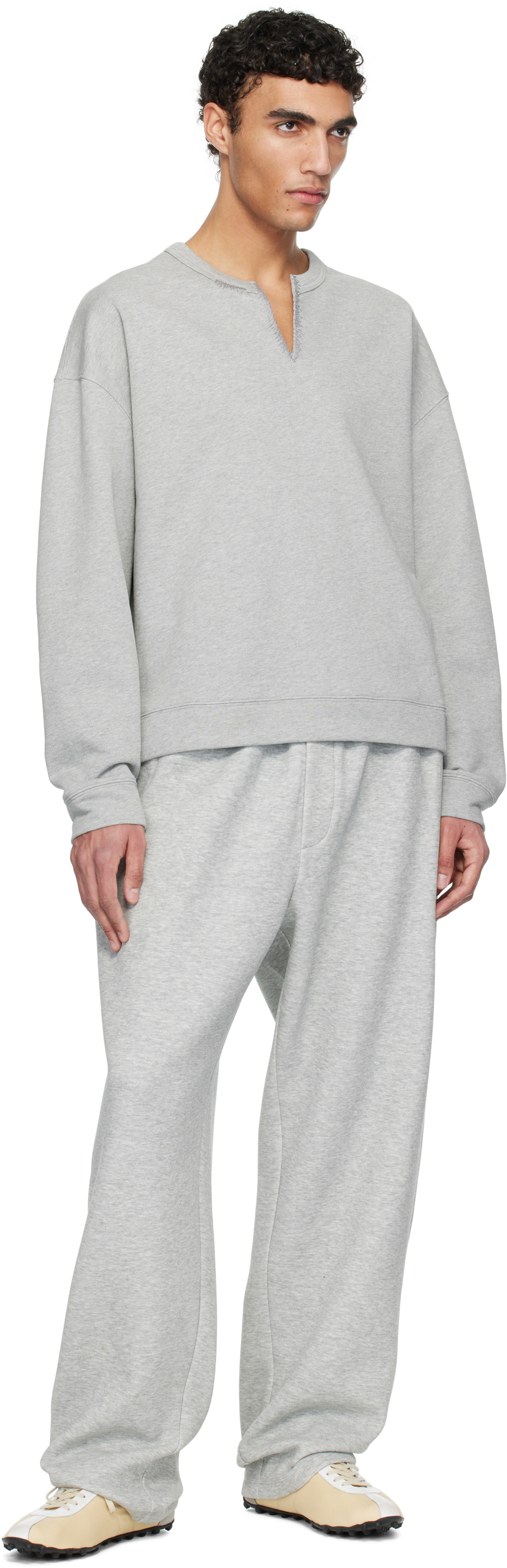 RECTO Gray Wide Banding Loose Fit Sweatpants