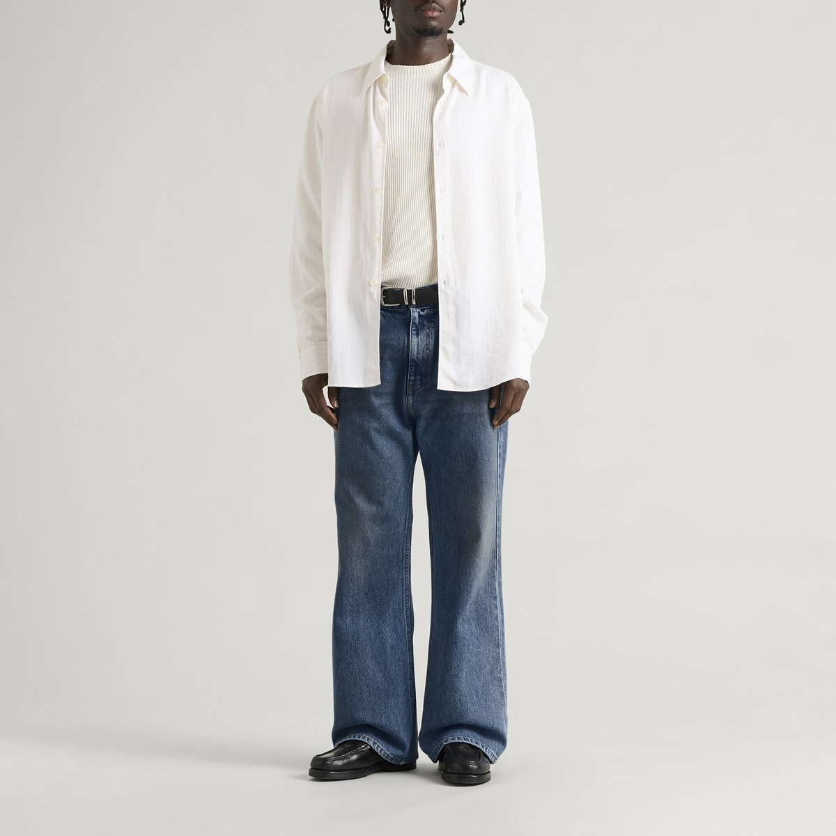 Willy Chavarria Men's Flared Denim Jean in Blue Denim