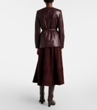 Nour Hammour Opera leather midi skirt