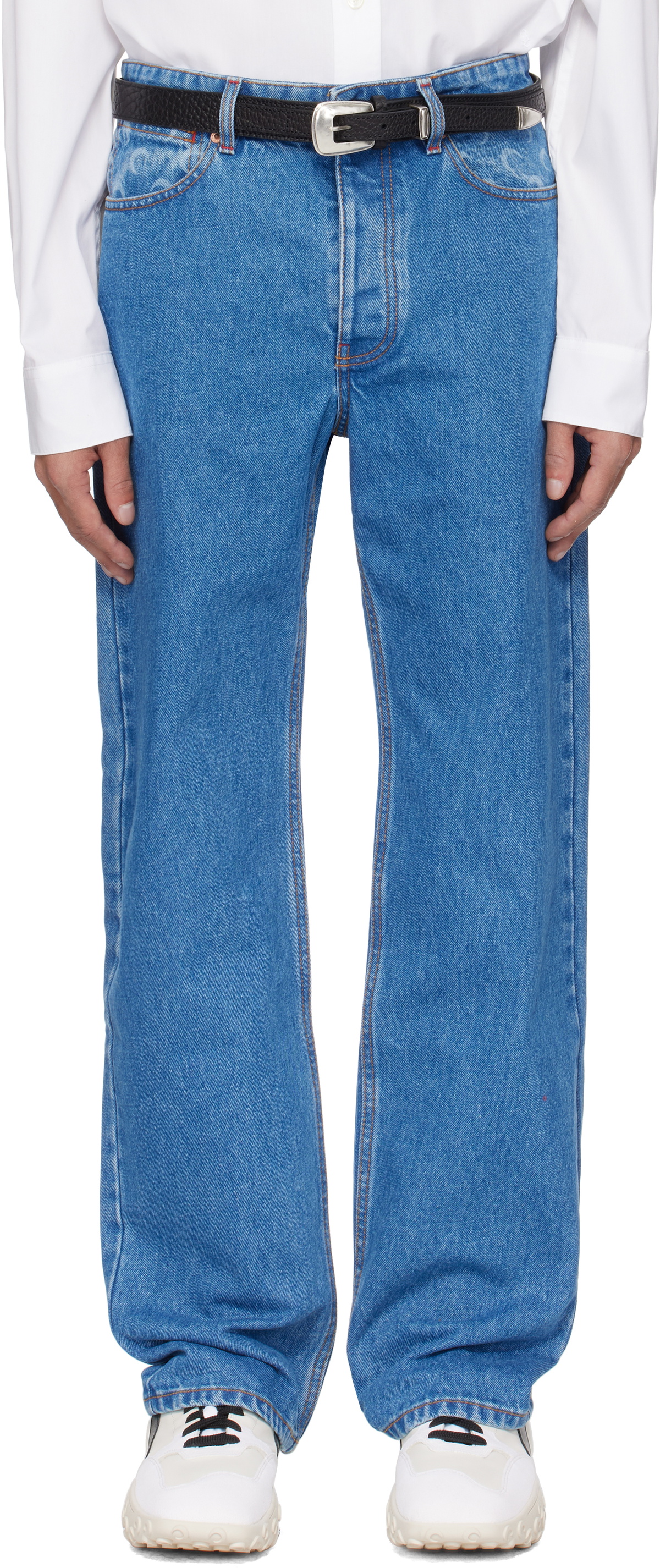 Marine Serre Blue Moon Laser Denim Loose Jeans