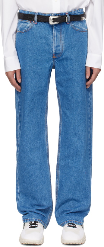 Photo: Marine Serre Blue Moon Laser Denim Loose Jeans