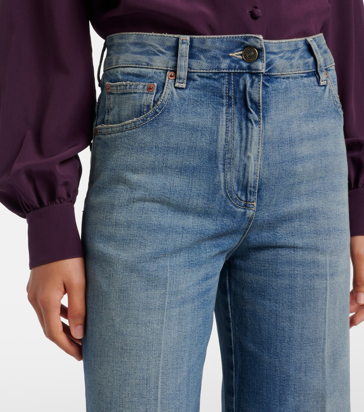Valentino VGold wide-leg faded jeans