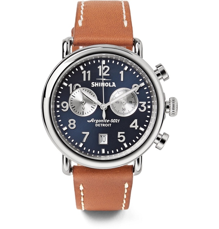 Photo: Shinola - The Runwell 41mm Chronograph Stainless Steel and Leather Watch - Blue
