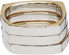 Wooyoungmi SSENSE Exclusive Silver & Gold Monolith Triple Ring Set