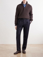 Canali - Tapered Pleated Wool-Twill Trousers - Blue