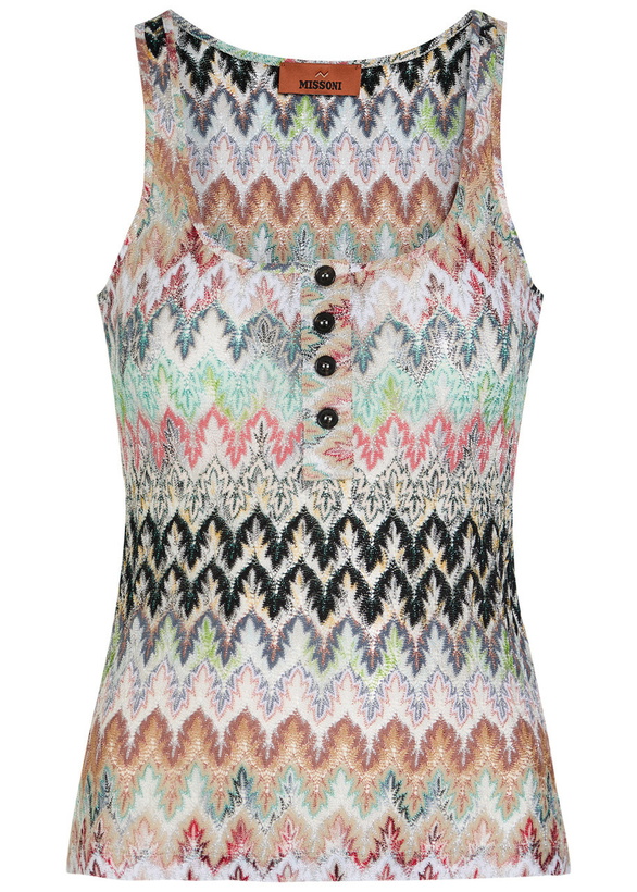 Photo: Missoni Patterned Metallic-knit Tank top Multicoloured 1