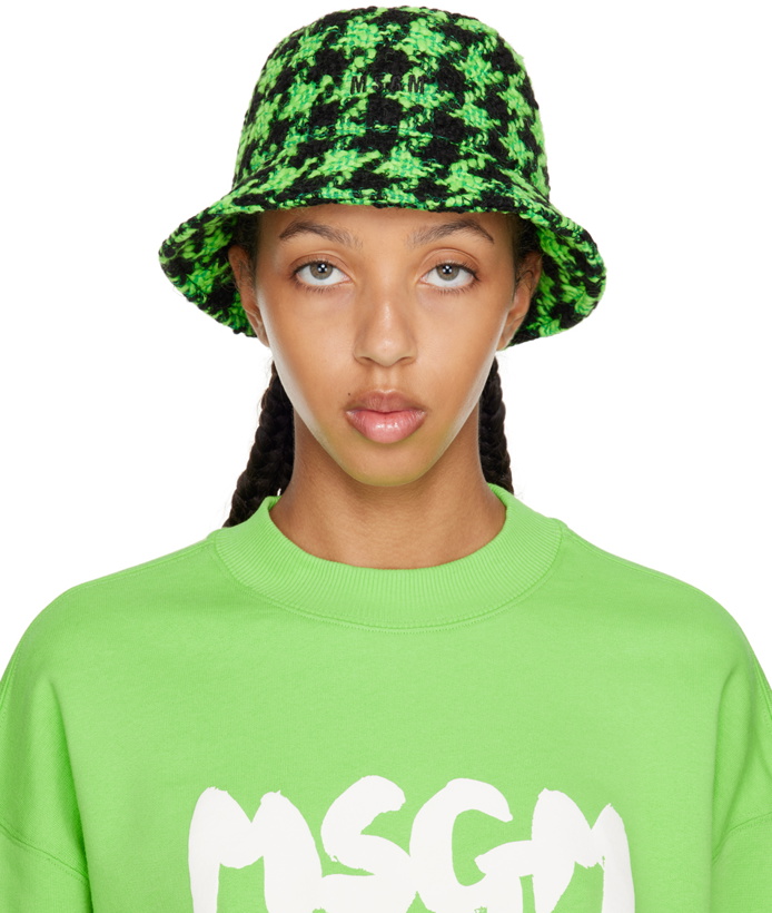 Photo: MSGM Black & Green Wool Bucket Hat