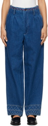 Bode Blue Embroidered Murray Jeans