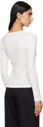 LESET White Pointelle Slim Fit Long Sleeve T-shirt