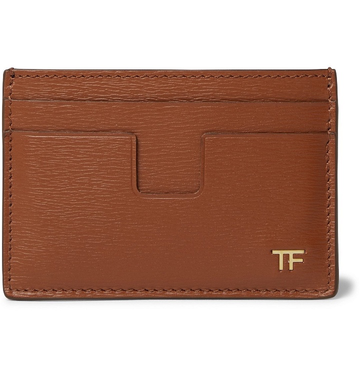 Photo: TOM FORD - Logo-Embellished Textured-Leather Cardholder - Brown