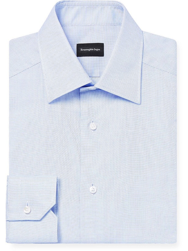 Photo: Ermenegildo Zegna - Milano Micro-Checked Cotton Shirt - Blue