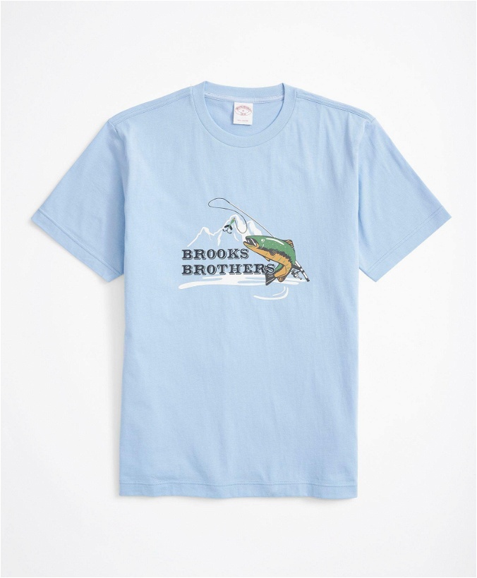 Photo: Brooks Brothers Men's Fish Graphic T-Shirt | Light Blue
