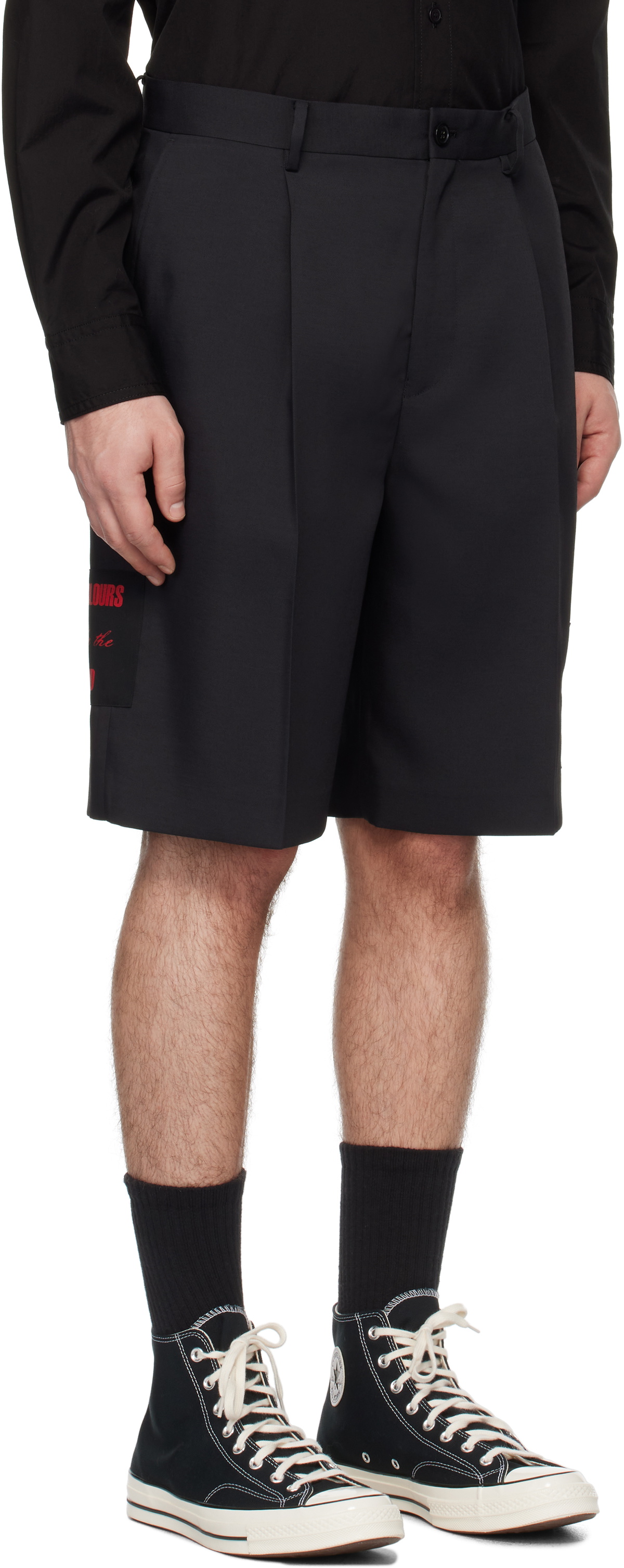 UNDERCOVER Black Appliqué Shorts
