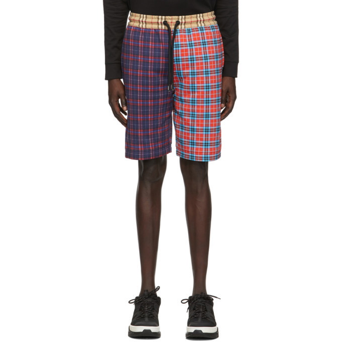 Photo: Burberry Multicolor Patchwork Check Drawcord Shorts
