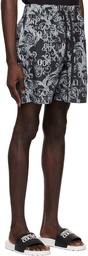 Versace Jeans Couture Black & Gray Printed Swim Shorts