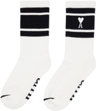 AMI Paris White & Black Ami de Cœur Striped Socks