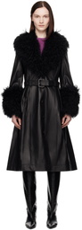 Saks Potts Black Foxy Shearling Coat
