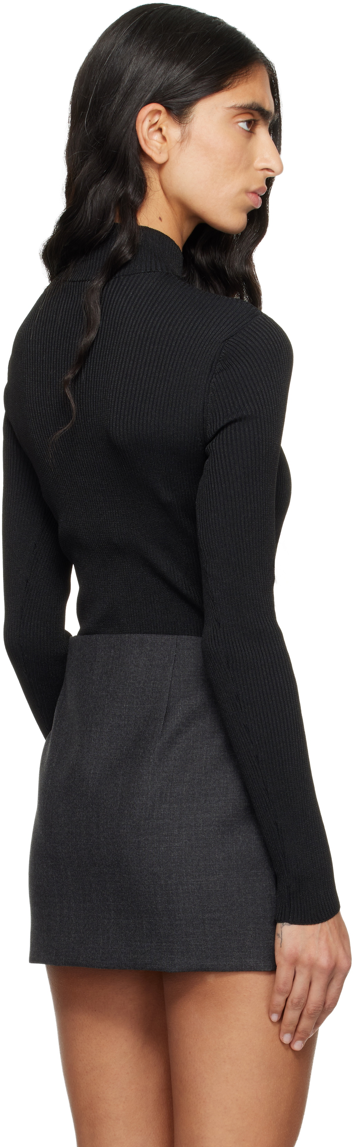 Givenchy Black Fine Rib 'Givenchy' Signature Bodysuit