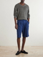 Massimo Alba - Cliff Straight-Leg Pleated Cotton Bermuda Shorts - Blue