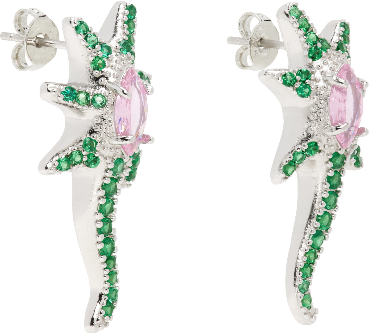 Collina Strada Green & Pink Star Trail Earrings