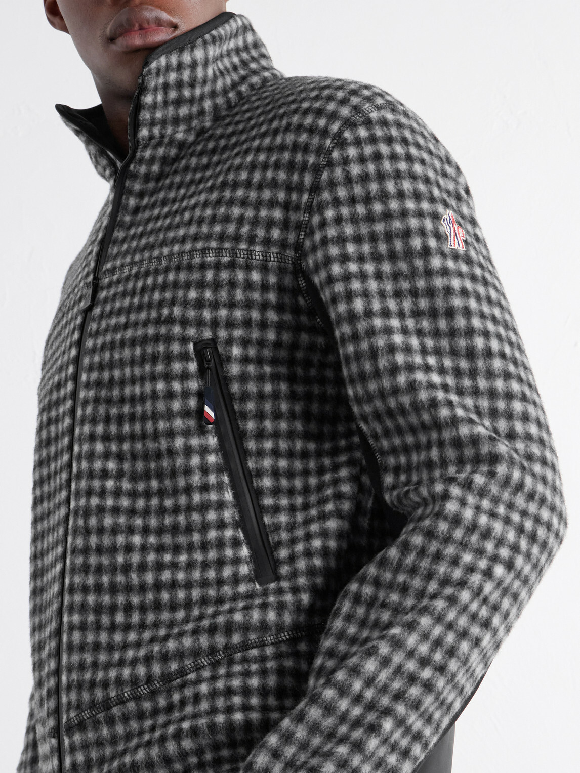 Moncler Grenoble - Checked Shell-Trimmed Fleece Mid-Layer - Gray