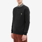 Maison Kitsuné Men's Baby Fox Patch Cosy Crew Knit in Dark Grey Melange